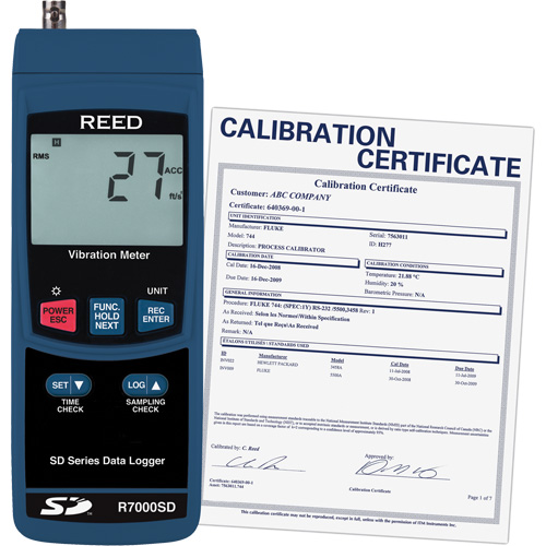 Data Logging Vibration Meter with ISO Certificate, 10% - 85% RH, 32°- 122° F ( 0° - 50° C ) Equipment World