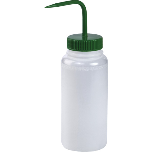 Wide-Mouth Polyethylene Wash Bottle with Green Polypropylene Cap Equipment World
