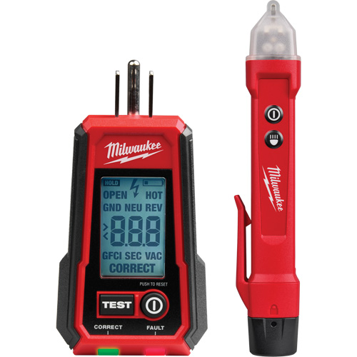 D&eacute;tecteur de tension avec DEL et testeur de prise DDFT, 50 V - 1000 V, Alerte Affichage & son Equipment World