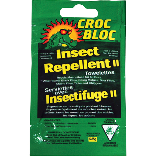 6-hr Insect Repellent , 30% DEET, Towelette, 5.58 g Equipment World