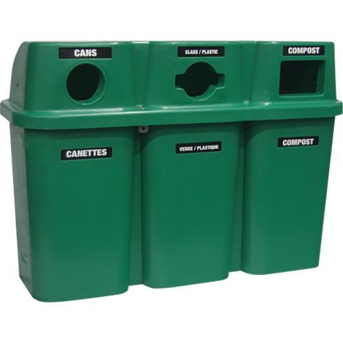 Recycling Containers Bullseye, Curbside, Plastic, 3 x 22 US Gal. Equipment World