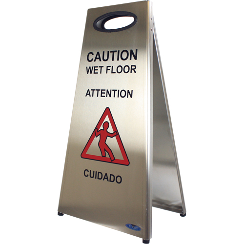 "Wet Floor" Sign, Trilingual With Pictogram Equipment World