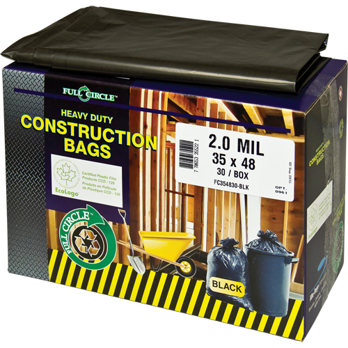 Contractor Liners, Strong, 30" W x 48" L, 2 mils, Black, 121.13 L (32 Gal.) Capacity Equipment World