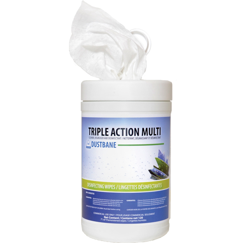 Triple Action Multi Disinfecting Wipes, 7" x 8", 120 Count Equipment World