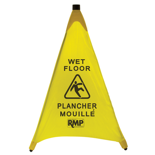 "Wet Floor" Pop-Up Safety Cone, Bilingual with Pictogram Equipment World