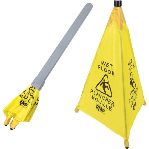 "Wet Floor" Pop-Up Safety Cone, Bilingual with Pictogram Equipment World
