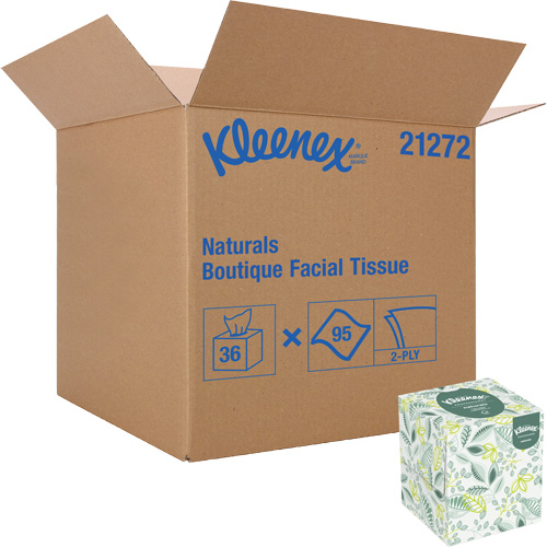 Kleenex&reg; Naturals Boutique* Facial Tissue, 2 Ply, 7.8" L x 8.3" W, 95 Sheets/Box Equipment World