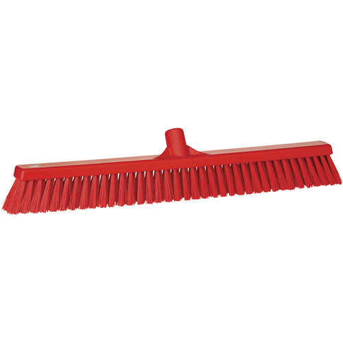 Combo Bristle Push Broom, Coarse/Fine Bristles, 24-1/2", Polyester, Red Equipment World