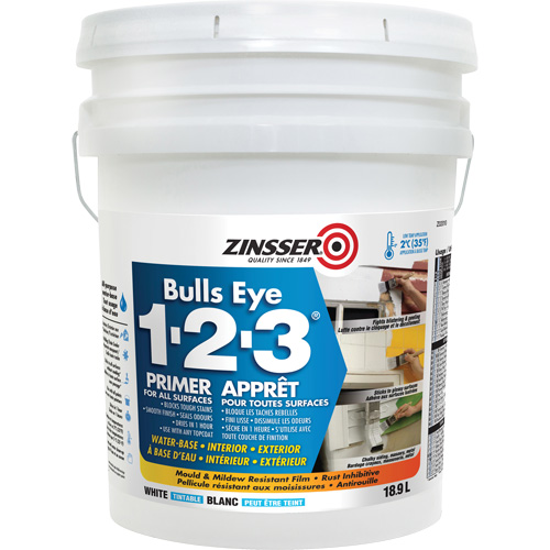 Appr&ecirc;t &agrave; base d'eau Bulls Eye 1-2-3, 18,9 L, Seau, Blanc Equipment World