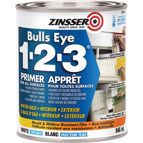 Appr&ecirc;t &agrave; base d'eau Bulls Eye 1-2-3, 946 ml, Canette, Blanc Equipment World