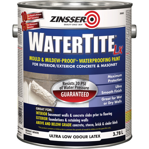 Watertite&reg; LX Mold & Mildew-Proof Waterproofing Paint, 3.78 L, Gallon, White Equipment World