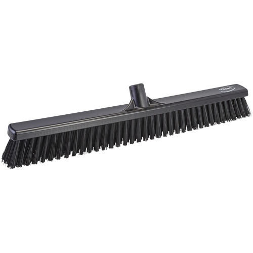 Combo Bristle Push Broom Head, Coarse/Fine Bristles, 24", Polyester, Black Equipment World
