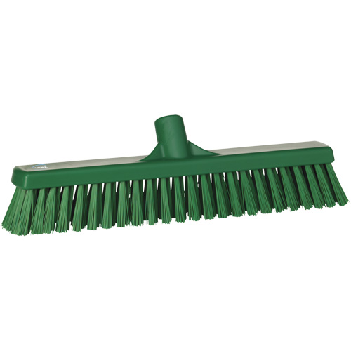 Combo Bristle Push Broom Head, Coarse/Fine Bristles, 16-1/2", Polyester, Green Equipment World