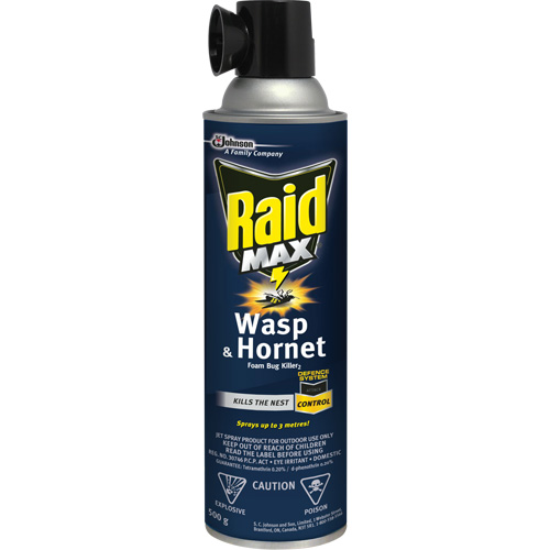Raid&reg; Max&reg; Wasp & Hornet Foam Bug Killer, 500 g, Aerosol Can, Solvent Base Equipment World