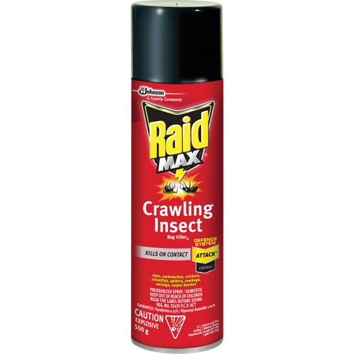 Raid&reg; Max&reg; Crawling Insect Bug Killer, 500 g, Aerosol Can, Solvent Base Equipment World
