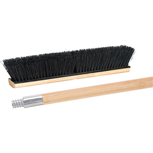 Push Broom with Metal-Threaded Handle, 24", Medium, Tampico Bristles Equipment World
