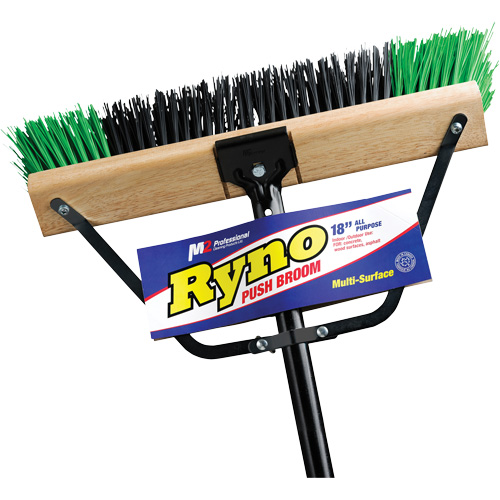 Ryno Push Broom with Braced Handle, 18", Stiff, PVC Bristles Equipment World