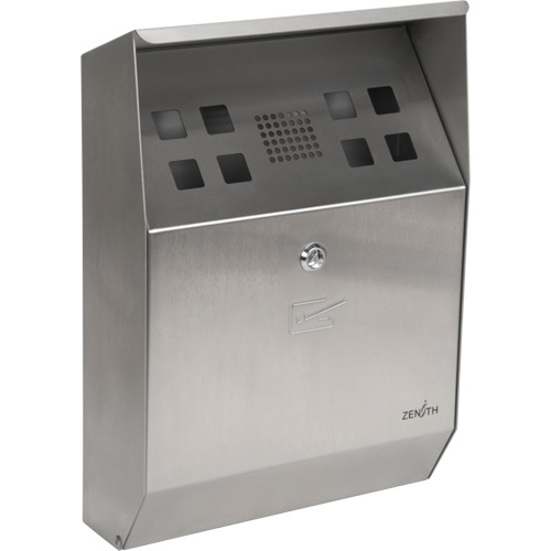 Smoking Receptacle, Wall-Mount, Stainless Steel, 1.6 Litres Capacity, 13-4/5" Height Equipment World