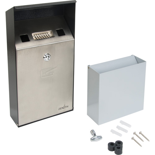 Cendrier, Montage mural, Acier inoxydable, Capacit&eacute; 1 Litre, Hauteur 11-4/5" Equipment World