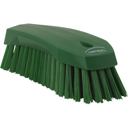 Large Angled Hand Brush, Stiff Bristles, 8" Long, Green Equipment World