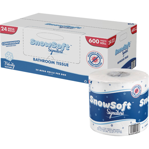 Snow Soft Premium Toilet Paper, 2 Ply, 600 Sheets/Roll, 145' Length, White Equipment World