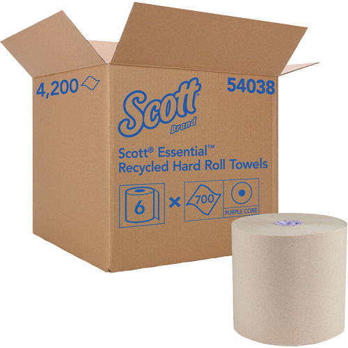 Essential 100% Recycled Brown Hard Roll Towels, 1 Ply, Standard, 700' L Equipment World
