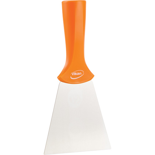 Handle-Mounted Stainless Steel Scraper, Orange, 4" W x 8" L Equipment World