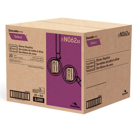 Pro Select&reg; 1/8 Fold Dinner Napkin, 2 Ply, 15" x 16" Equipment World