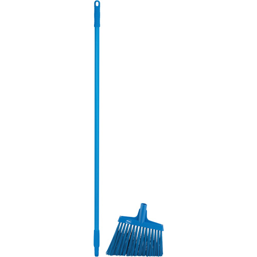 Angle Broom Head with Handle, X-Coarse Bristles, 12", Polyester, Blue Equipment World