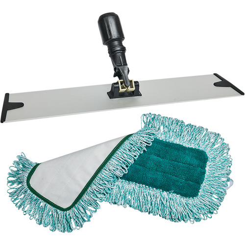 Dust Mop Pad & Frame, Hook and Loop Style, Polyester, 18" L x 5-3/4" W Equipment World