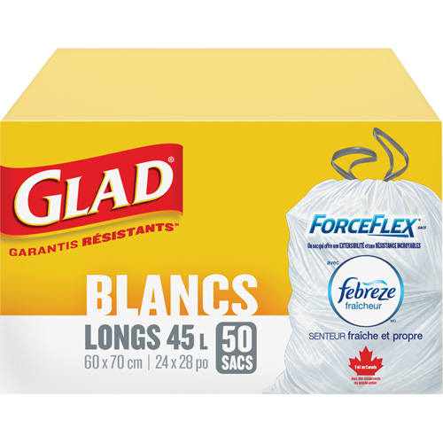 Tall 45L Febreze Garbage Bags, Regular, 24" W x 28" L, White Equipment World