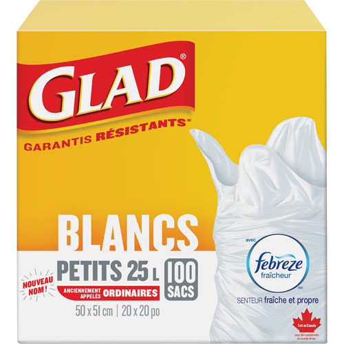 Small 25L Febreze Garbage Bags, Regular, 20" W x 20" L, White Equipment World