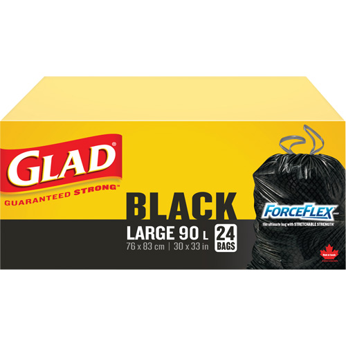 90L Garbage Bags, Regular, 30" W x 33" L, Black Equipment World