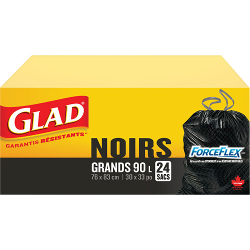 90L Garbage Bags, Regular, 30" W x 33" L, Black Equipment World