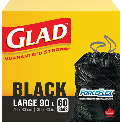 90L Garbage Bags, Regular, 30" W x 33" L, Black Equipment World