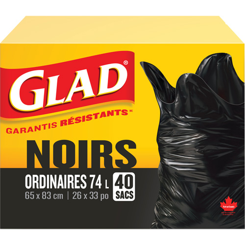 74L Garbage Bags, Regular, 26" W x 33" L, Black Equipment World