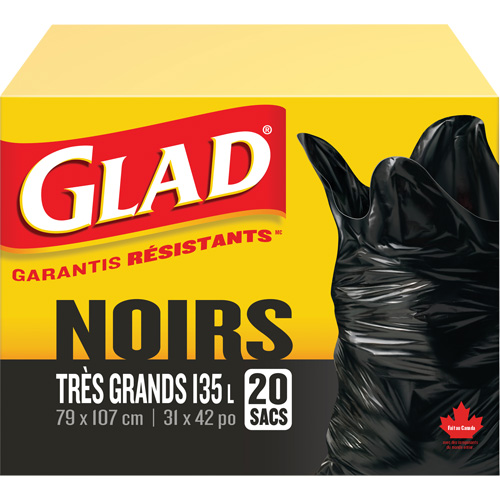 135L Garbage Bags, Regular, 31" W x 42" L, Black Equipment World