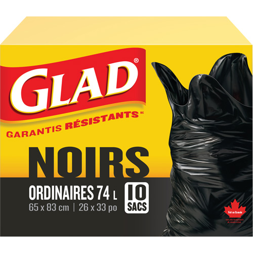 74L Garbage Bags, Regular, 26" W x 33" L, Black Equipment World