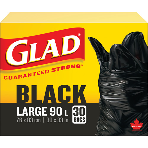 90L Garbage Bags, Regular, 30" W x 33" L, Black Equipment World