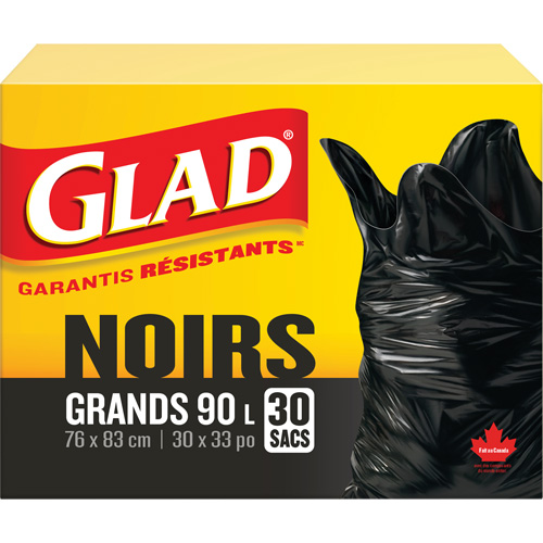 90L Garbage Bags, Regular, 30" W x 33" L, Black Equipment World