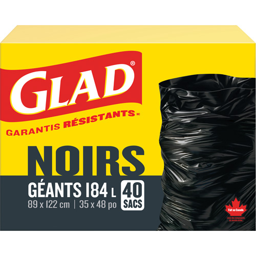 184L Garbage Bags, Regular, 35" W x 48" L, Black Equipment World