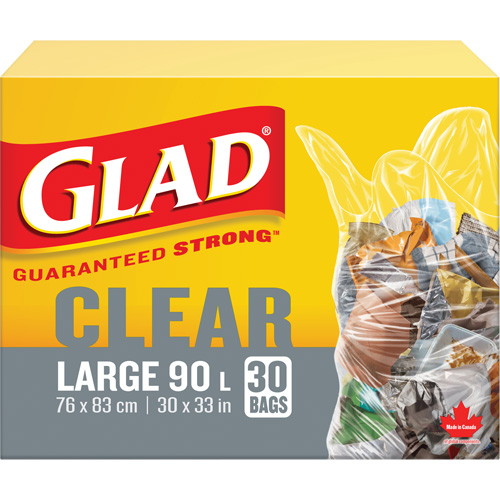 90L Garbage Bags, Regular, 30" W x 33" L, Clear Equipment World