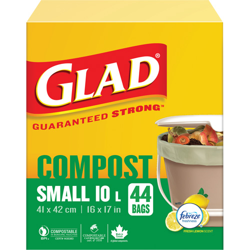 Small Compostable Bags, Regular, 17" L x 16" W, Brown, 10 L (3 Gal.) Capacity Equipment World