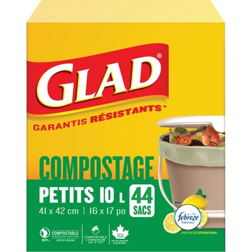 Small Compostable Bags, Regular, 17" L x 16" W, Brown, 10 L (3 Gal.) Capacity Equipment World