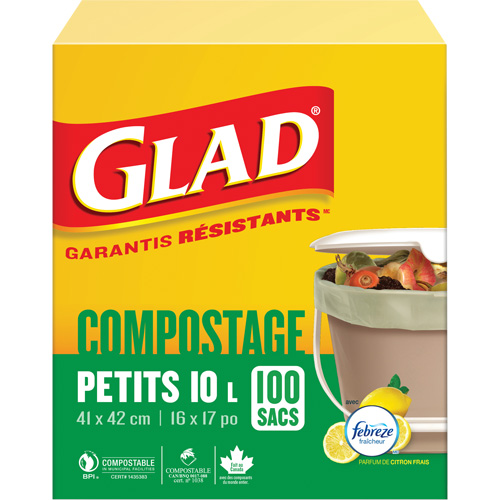 Small Compostable Bags, Regular, 17" L x 16" W, Brown, 10 L (3 Gal.) Capacity Equipment World