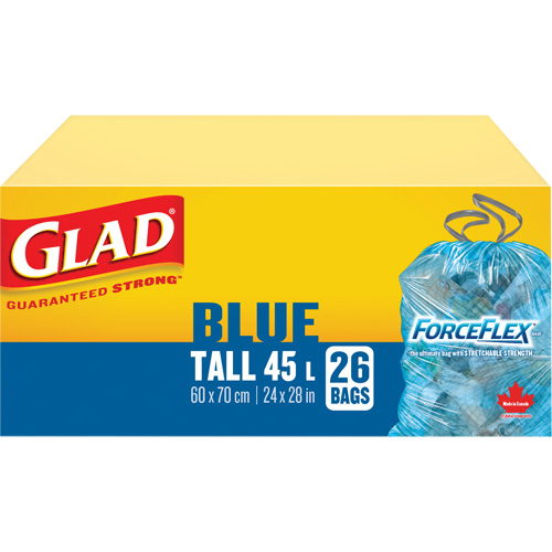 45L Recycling Bags, Regular, 24" W x 28" L, Blue Equipment World