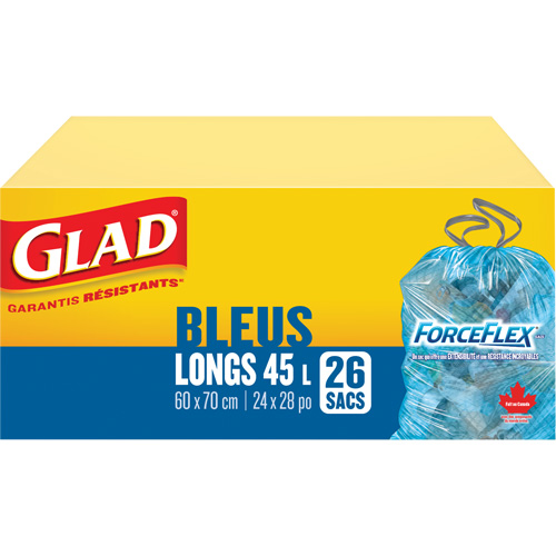 45L Recycling Bags, Regular, 24" W x 28" L, Blue Equipment World