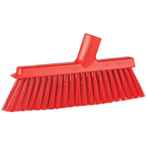 Dustpan Broom with Angled Thread, Medium Bristles, 10", Polyester, Red Equipment World