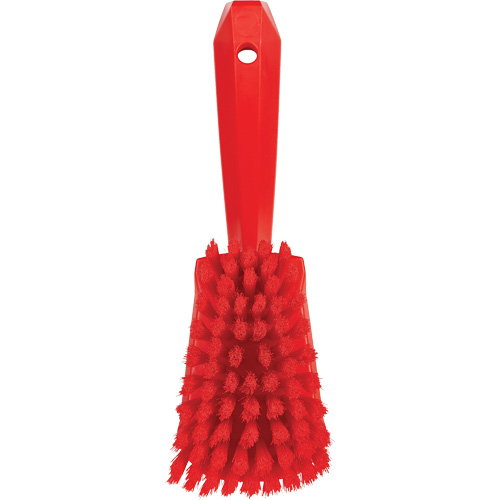 Short-Handled Washing Brush, Soft Bristles, 10-1/2" Long, Red Equipment World