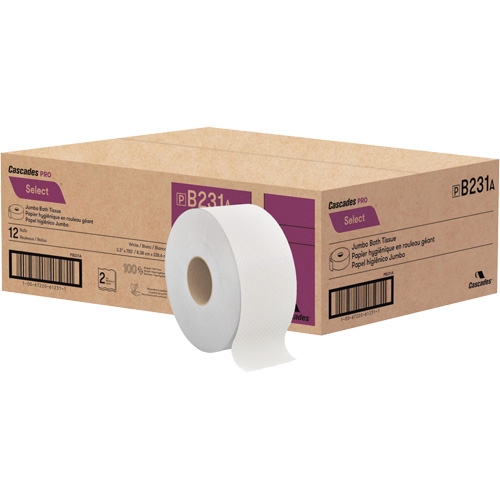 Papier toilette Pro Select, Rouleau G&eacute;ant, 2 Pli, Longueur 750', Blanc Equipment World